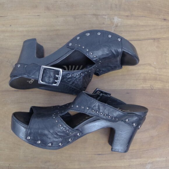 Dansko Ripley Studded Black Leather Mule Clogs EU 37 - Picture 6 of 8